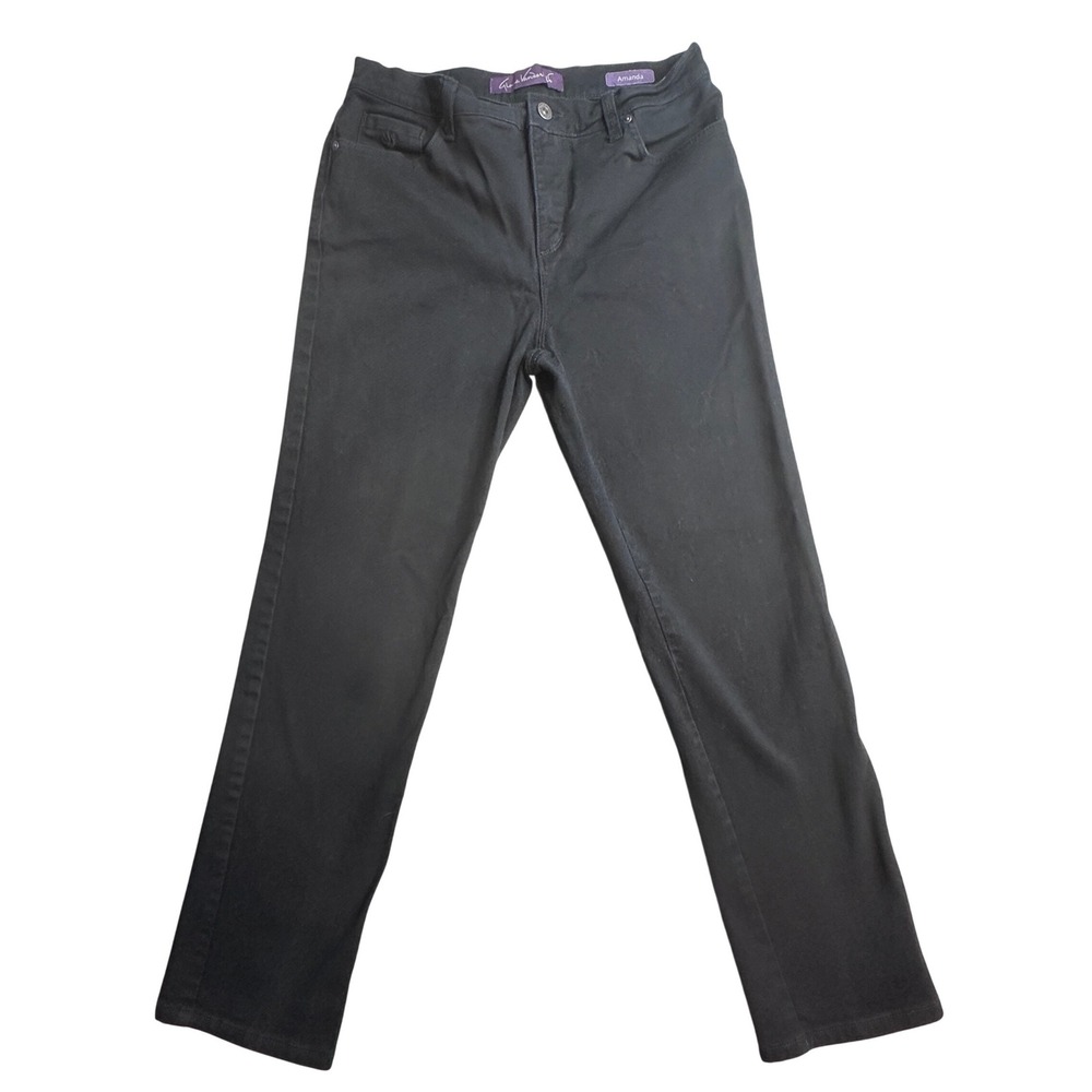 Gloria Vanderbilt Amanda Tapered Jeans Womens 8P Black Denim Stretch High Rise - Picture 2 of 13